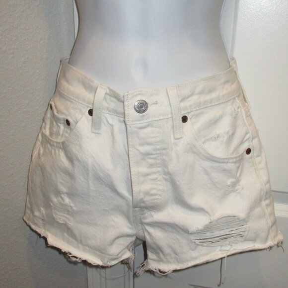 JONATHAN SIMKHAI WHITE DISTRESSED SHORTS 25 - Picture 5 of 6